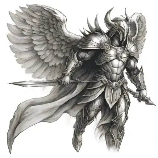 Warrior Archangel tattoo design idea