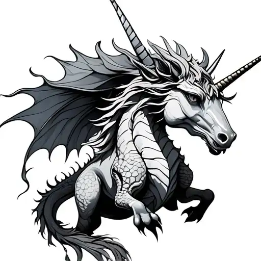 Dragon Unicorn tattoo design idea