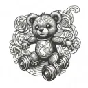 roller skating teddy bear tattoo design idea