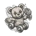 roller skating teddy bear tattoo design idea