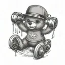 roller skating teddy bear tattoo design idea