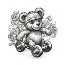 roller skating teddy bear tattoo design idea
