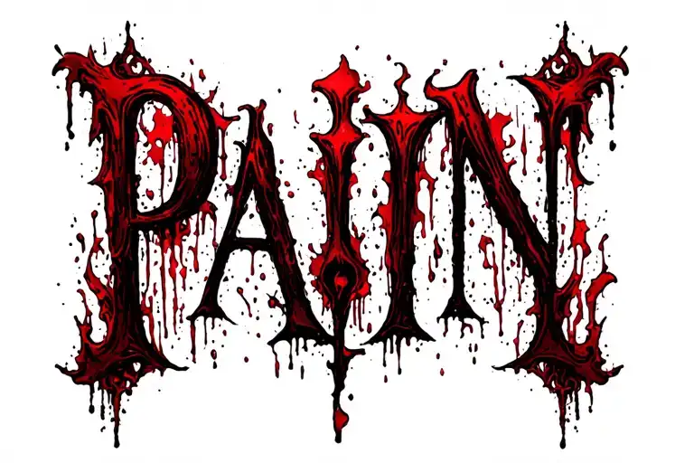 "PAIN" Bloody Pain tattoo design idea