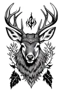 viking forest deer tattoo design idea