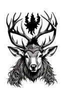 viking forest deer tattoo design idea