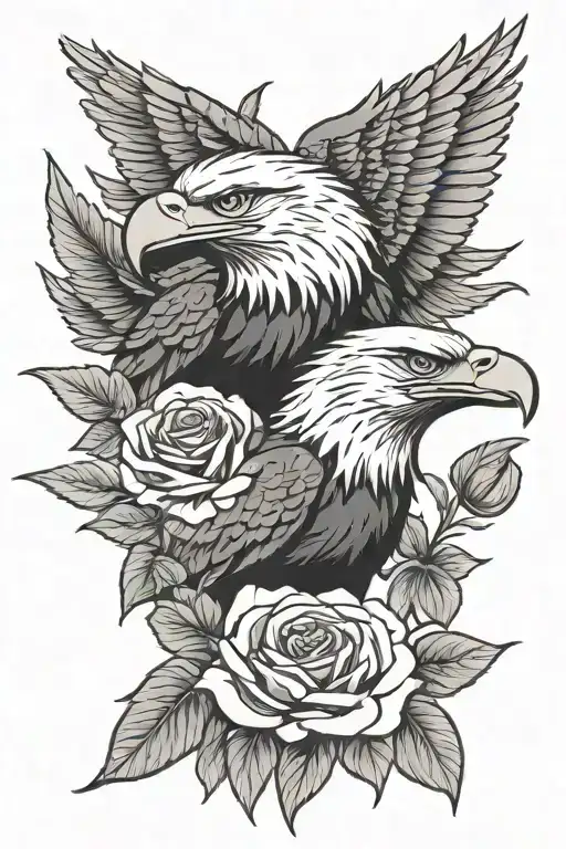eagles holding a rose tattoo design idea