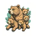 father bear with 3 cubs  tattoo design idea