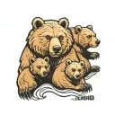 father bear with 3 cubs  tattoo design idea