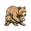 father bear with 3 cubs  tattoo design idea