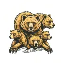 father bear with 3 cubs  tattoo design idea