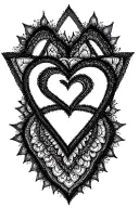 heart and triangle interlocked in mandala style tattoo design idea