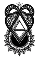 heart and triangle interlocked in mandala style tattoo design idea