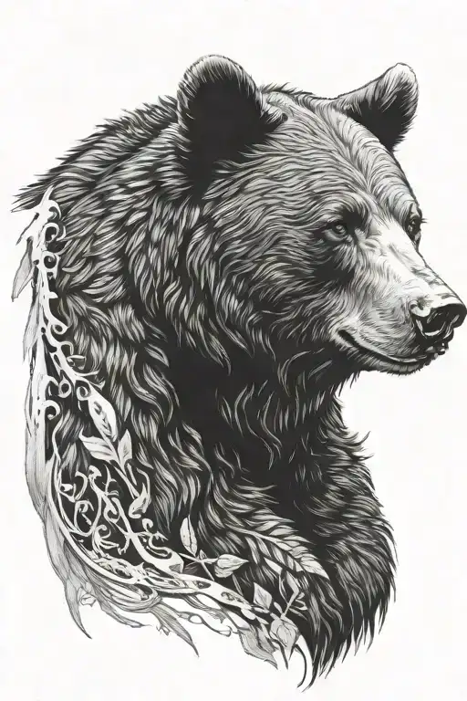 tame black bear head tattoo design idea