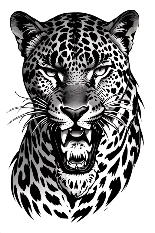 leopard growling shoulder piece tattoo design idea