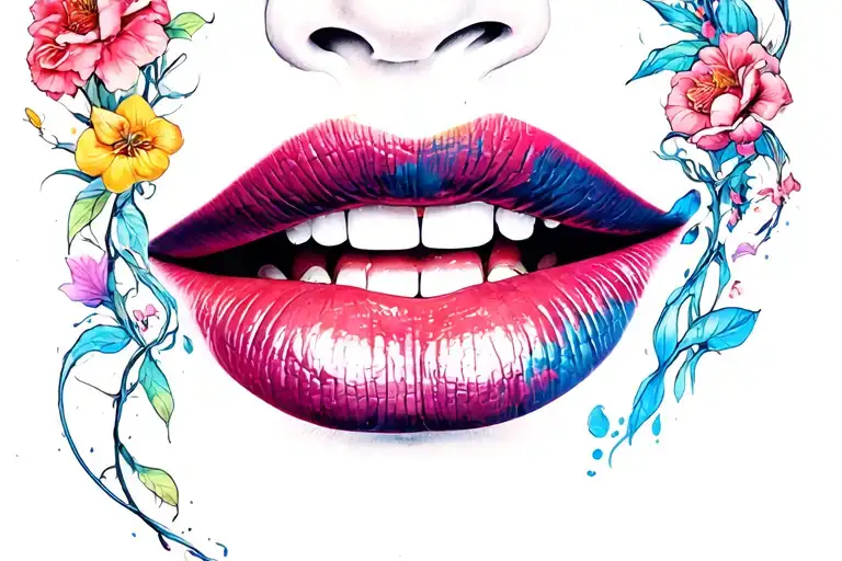 kiss mark tattoo design idea