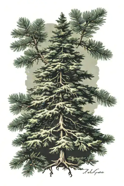 evergreen tree tattoo design idea