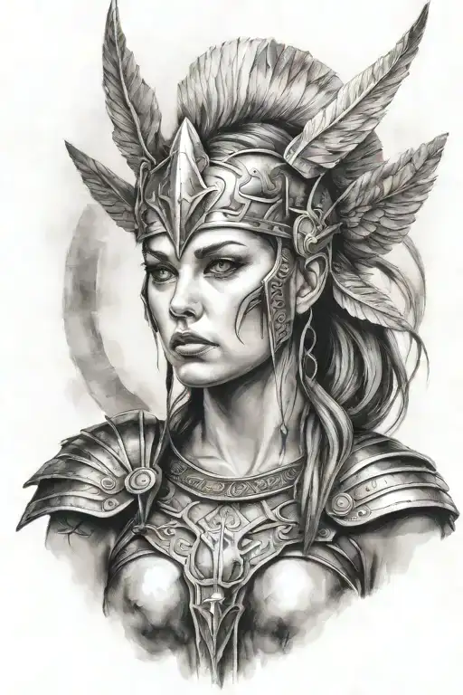 Woman Valkyrie warrior tattoo design idea