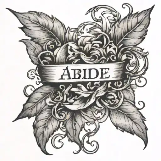 abide words with vines on either side tattoo design idea