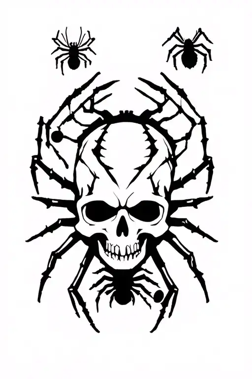 skull creeper small spiders tattoo design idea