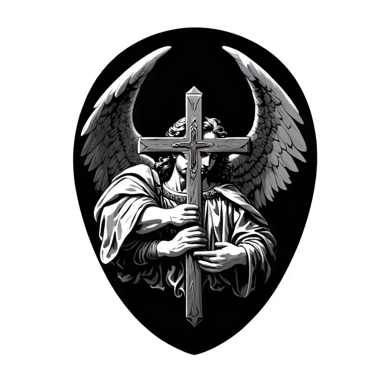 Saint Michael holding Cross made tattoo design idea