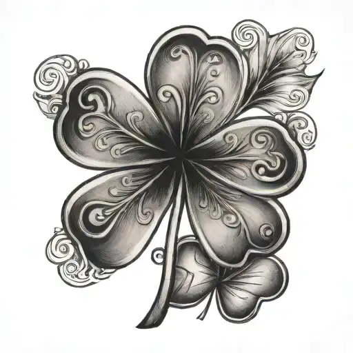 number 8 and 5 leaf clover tattoo design idea