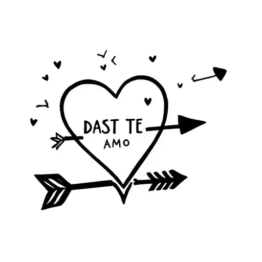 A heart and arrow. Inside the heart reads: DAST TE AMO tattoo design idea