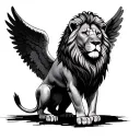 lion and angel wings tattoo design idea