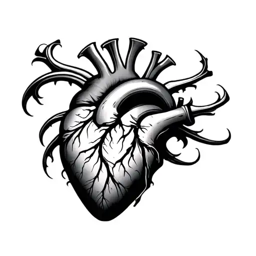 biomech turbo heart tattoo design idea