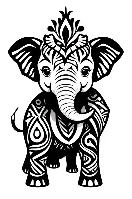 baby elephant tattoo design idea