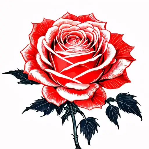 Rose in red gradient, writes grandmother maternal mother in Japanese tattoo design idea