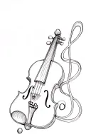 violin and Treble Clef tattoo design idea