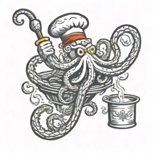 ocotopus cooking tattoo design idea