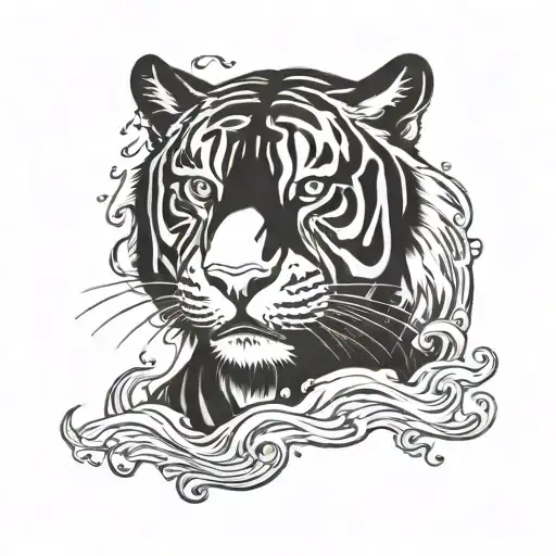 water tiger emerging tattoo design idea
