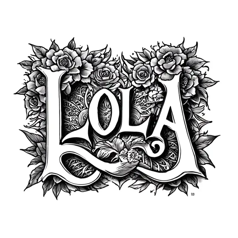 Full chest tattoo chicano lettering  LOLA tattoo design idea