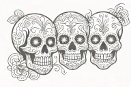 2 sugar skulls facing each other symbolizing love symbol tattoo design idea