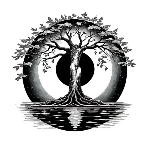 Libra District of Columbia tree of life water moon tattoo design idea
