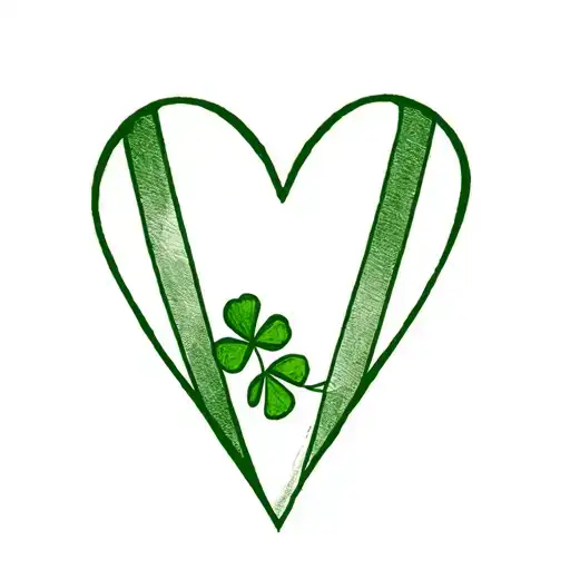 part of the letter V and the letter m are among them part of an abstract heart that has a clover inside tattoo design idea