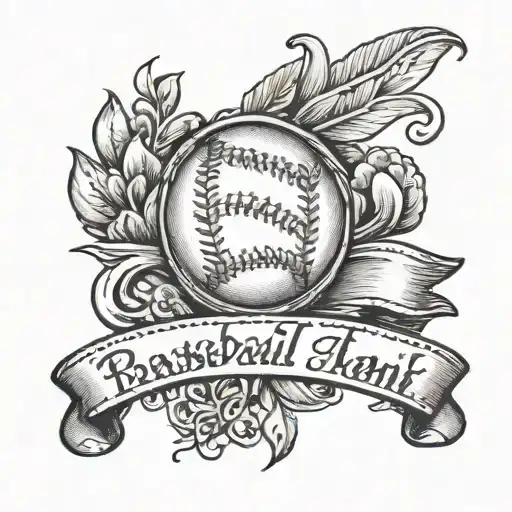 baseball with family names incorporated into the stitching.  Names are Patty, Andie, Emily and Owen tattoo design idea