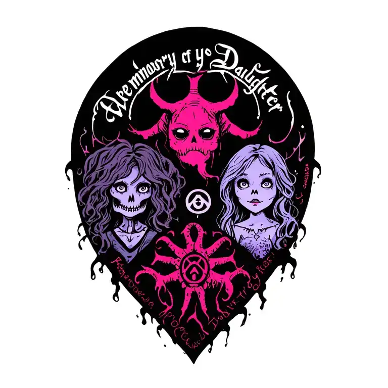 In memory of my daughter Kaylee and incorporating my daughters Cassandra and Ashley with protection symbols tattoo design idea