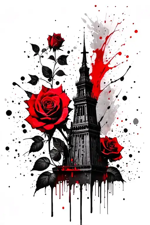 stephen king dark tower with roses tattoo design idea