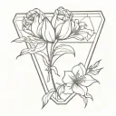 coffin flowers tattoo design idea