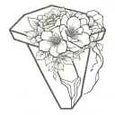 coffin flowers tattoo design idea