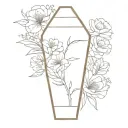 coffin flowers tattoo design idea
