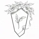 coffin flowers tattoo design idea