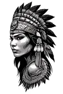 Aztec female warrior woman tattoo design idea