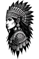 Aztec female warrior woman tattoo design idea
