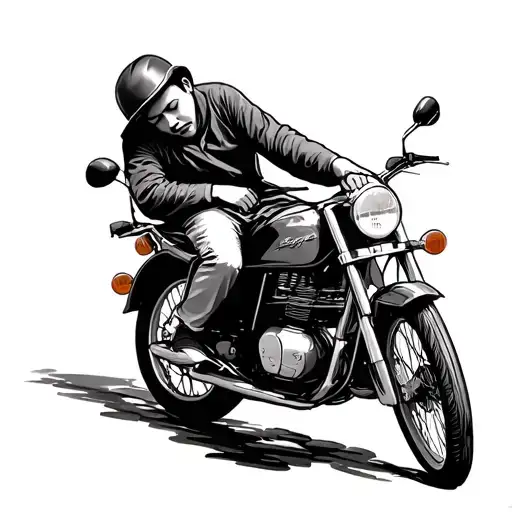 Vietnamese motorbike driver asleep on motorbike. tattoo design idea