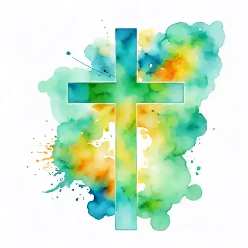 watercolor cross tattoo design idea