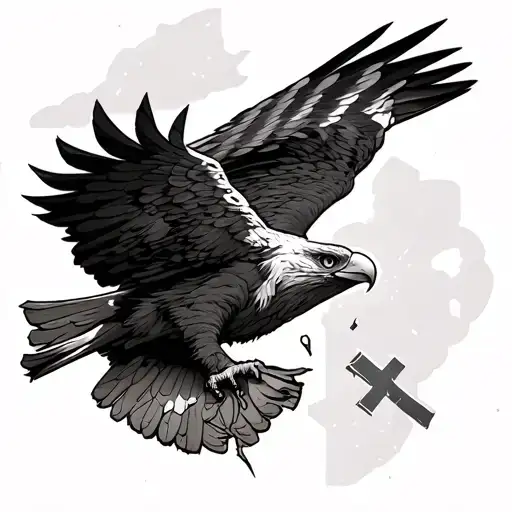 Red kite with a broken cross tattoo design idea