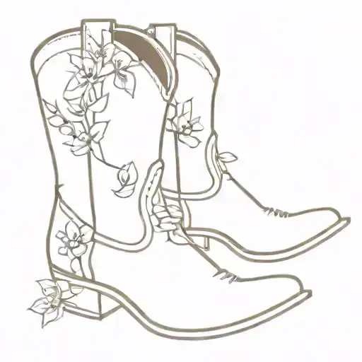 cowboy boots and flowers growing tattoo design idea